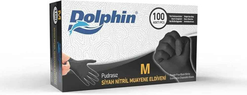M Beden Siyah Nitril Muayene Eldiveni – 100’lü Paket