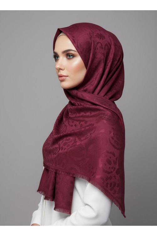 Pamuk Gül Desenli Fileli Trend Pembe Şal 75x190