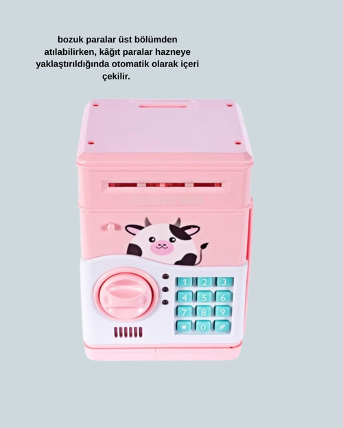 Pembe Elektronik Şifreli Otomatik Para Çeken ATM Kumbarası