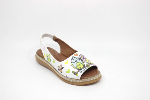 Kız Çocuk Pırıltılı Baykuş Figürlü Lastikli Sandalet 1453