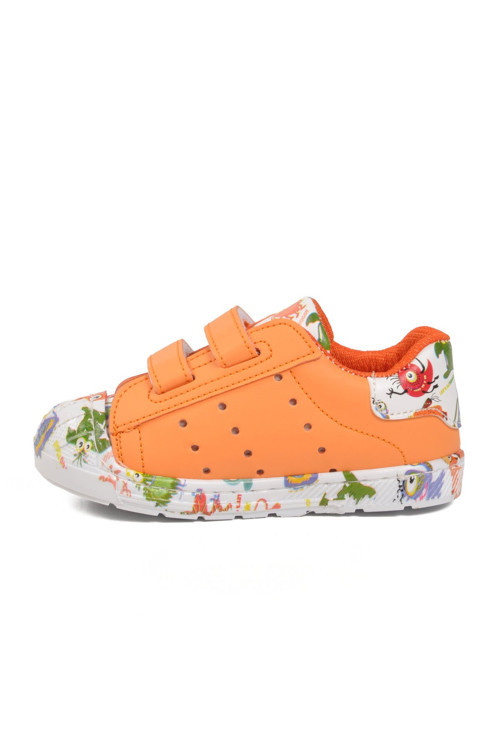 Cırtlı Anatomik Rahat Tabanlı Turuncu Bebek Spor Ayakkabı Sneaker BN-30965 B