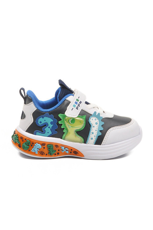 Lacivert Cırtlı Desenli Bebek Spor Ayakkabı Sneaker 2065 B