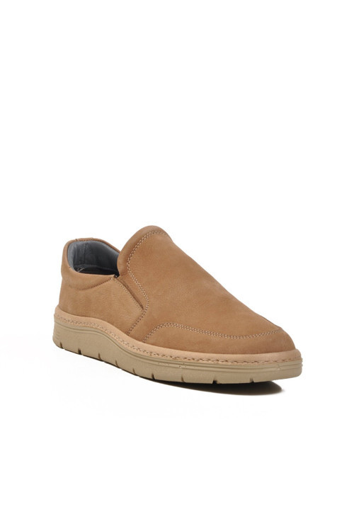 Kum Nubuk Hakiki Deri Yan Lastikli Erkek Günlük Ayakkabı Loafer 404 M