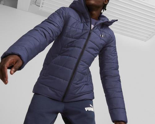 ESS Hooded Padded Jacket Peacoat Erkek Mont