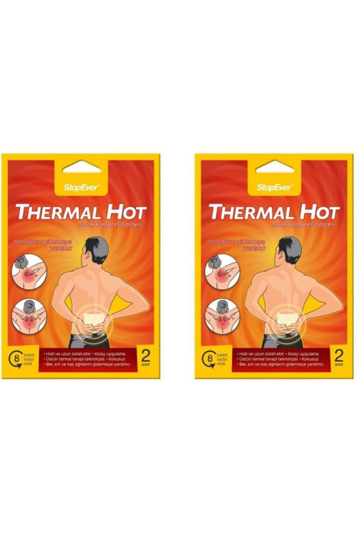 zkra shop StopEver Thermal Hot Terapi Flasteri - 2x2'li Paket | 8 Saat Etkili Isı Terapisi | İlaç İç