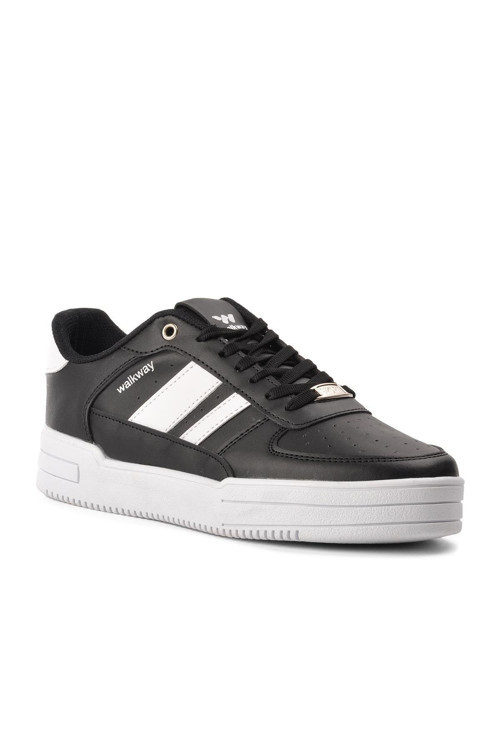 Siyah-Beyaz Bağcıklı Rahat Tabanlı Erkek Spor Ayakkabı Sneaker