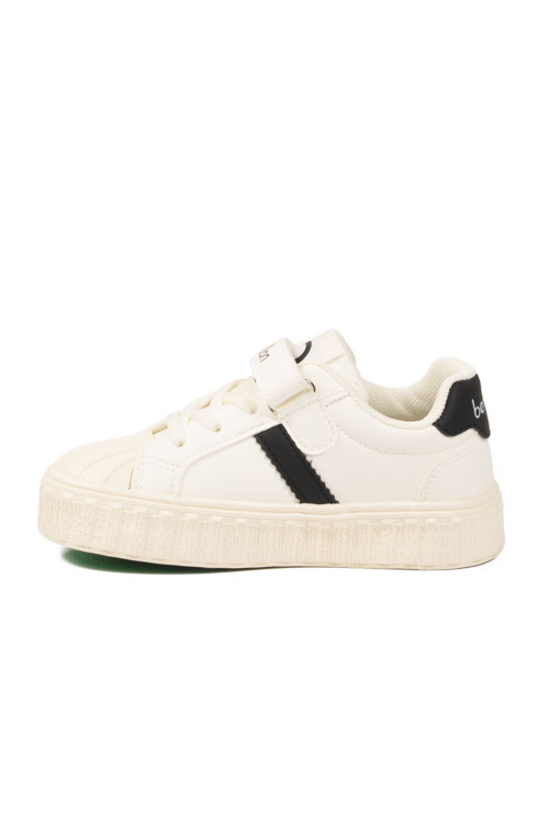 Beyaz Cırtlı Bağcıklı Unisex Çocuk Spor Ayakkabı Sneaker BNI-11558