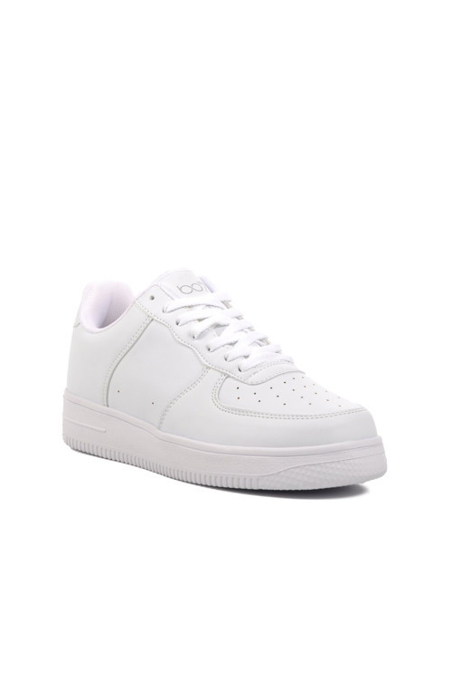 Beyaz Bağcıklı Rahat Tabanlı Erkek Yürüyüş ve Spor Ayakkabı Sneaker 042