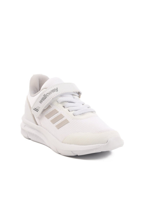 Beyaz Cırtlı Fileli Rahat Unisex Çocuk Spor Ayakkabı Sneaker