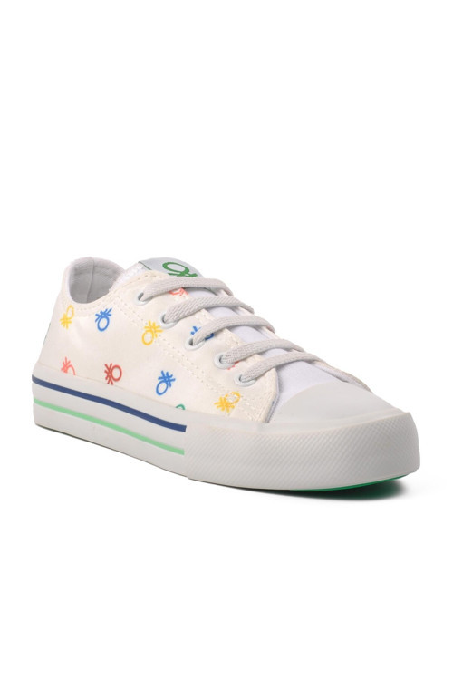 Kanvas Bağcıklı Hafif Beyaz Kız Çocuk Spor Ayakkabı Sneaker