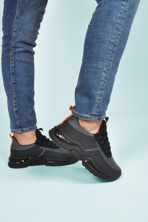 Füme Bağcıklı Rahat Tabanlı Erkek Yürüyüş ve Spor Ayakkabı Sneaker Than M