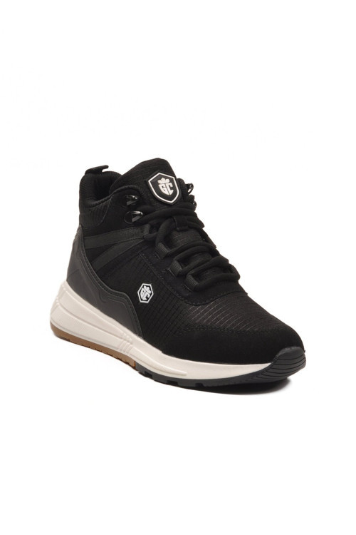Siyah-Beyaz Bağcıklı Bilek Boy Kaymaz Taban Unisex Outdoor Trekking Sneaker Bot 2880
