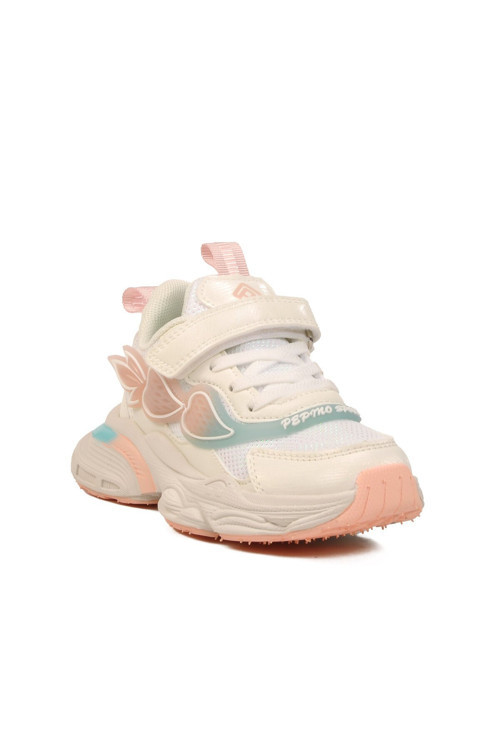 Beyaz Cırtlı Fileli Nefes Alan Hafif Kız Çocuk Spor Ayakkabı Sneaker 1976 P