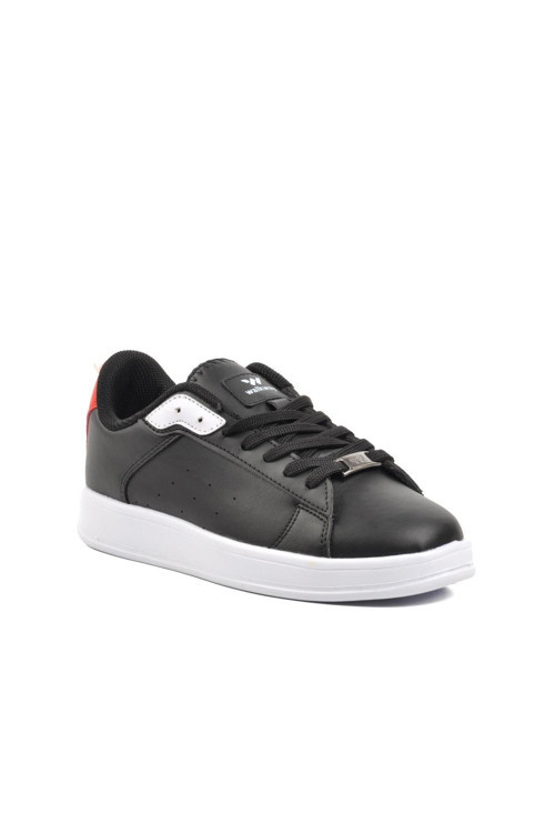 Siyah-Beyaz-Kırmızı Bağcıklı Hafif Rahat Tabanlı Unisex Spor Ayakkabı Sneaker
