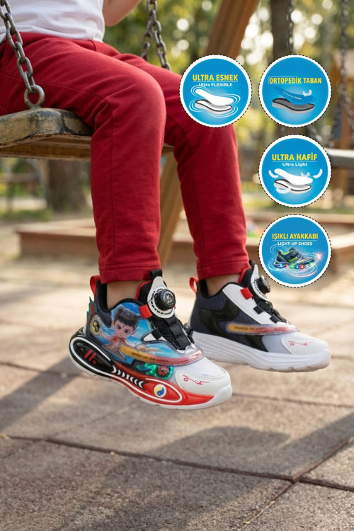 Siyah Akıllı Bağcıklı Fileli Hafif Unisex Çocuk Spor Ayakkabı Sneaker 400 P