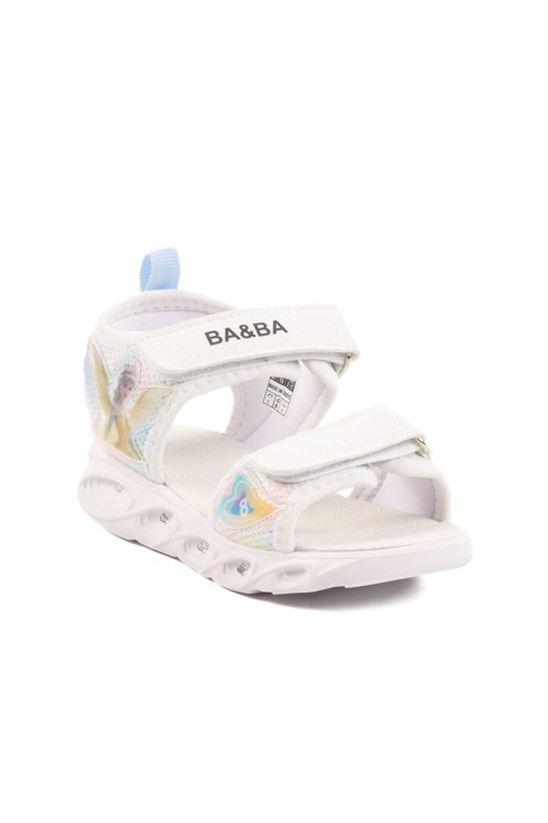 Beyaz Cırtlı Işıklı Kız Çocuk Spor Sandalet 018129 P