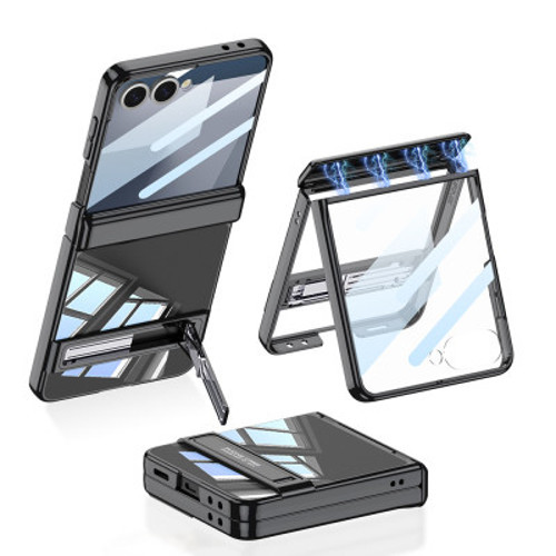 Galaxy Z Flip 7 Kılıf Kamera Korumalı Şeffaf Tasarımlı Lego Standlı