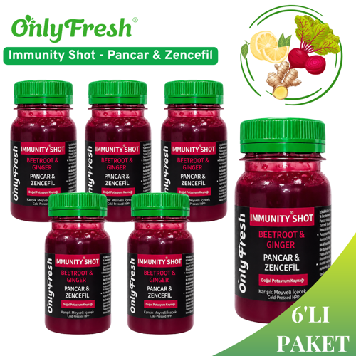100% Cold-Pressed Pancar & Zencefil Shot 6'lı Paket Bağışıklık Desteği İçecek 80 ml