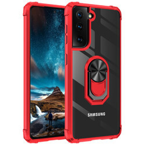 Galaxy S21 Mola TPU Silikon Sert PC Kılıf - Kırmızı