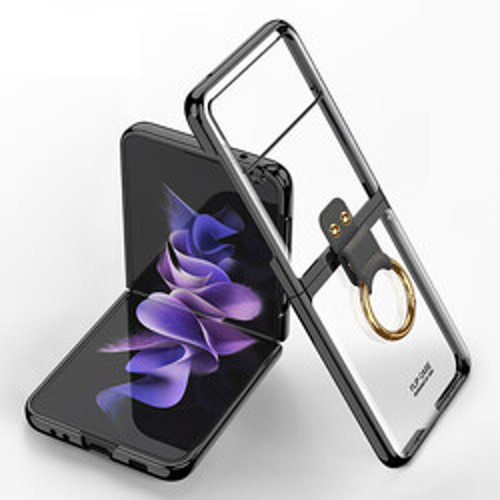 Lexroo Galaxy Z Flip 3 Yüzüklü Kıpta İnce Kılıf - Siyah