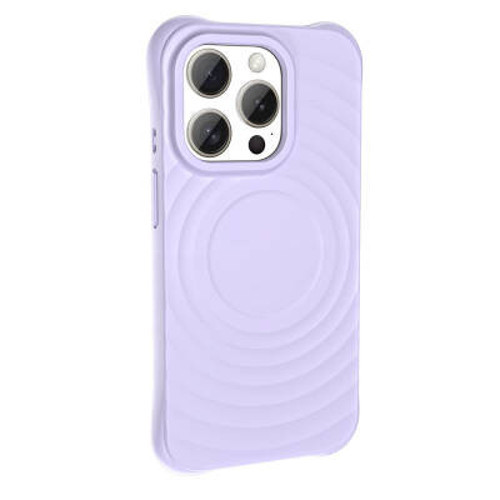 iPhone 15 Pro Max Mag Safe Şarj Özellikli Airbagli Mat Görünümlü Hepi Silikon Sert PC Kılıf - Lila