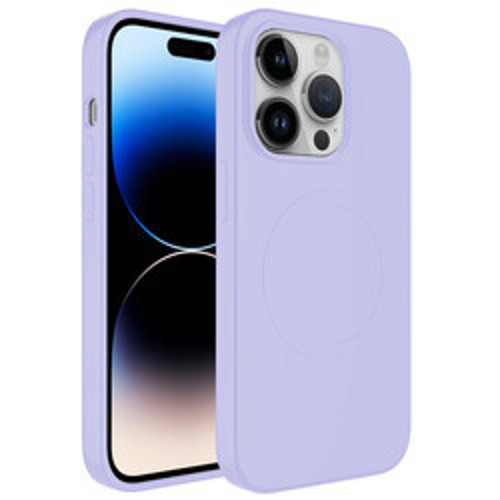 iPhone 14 Pro Mag Safe Wireless Şarj Özellikli Pastel Renk Silikon Plas Kılıf - Lila