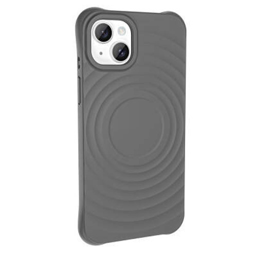 iPhone 14 Mag Safe Şarj Özellikli Airbagli Mat Görünümlü Hepi Silikon Sert PC Kılıf - Gri