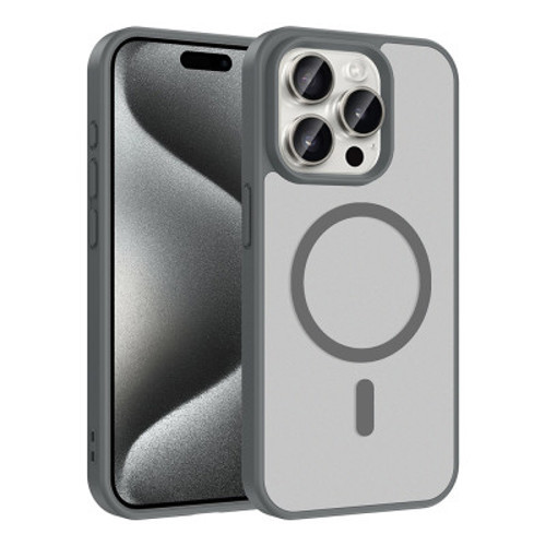 iPhone 15 Pro Mag Safe Şarj Özellikli Babet Kılıf - Gri