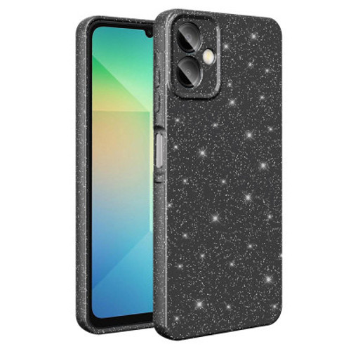 Galaxy A07 Kamera Korumalı Simli Lüks Koton Silikon Kılıf - Siyah