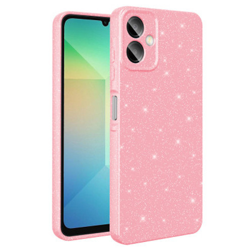 Galaxy A07 Kamera Korumalı Simli Lüks Koton Silikon Kılıf - Açık Pembe