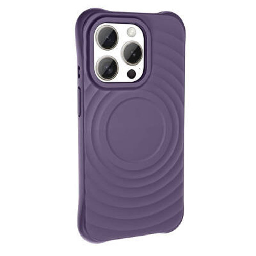 iPhone 15 Pro Max Mag Safe Şarj Özellikli Airbagli Mat Görünümlü Hepi Silikon Sert PC Kılıf - Derin Mor