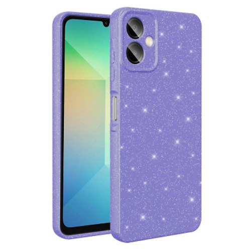 Galaxy A07 Kamera Korumalı Simli Lüks Koton Silikon Kılıf - Mor
