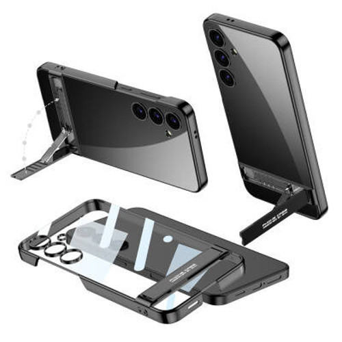 Lexroo Galaxy S24 Kamera Korumalı Şeffaf Dikey Standlı Ays İnce Kılıf - Siyah