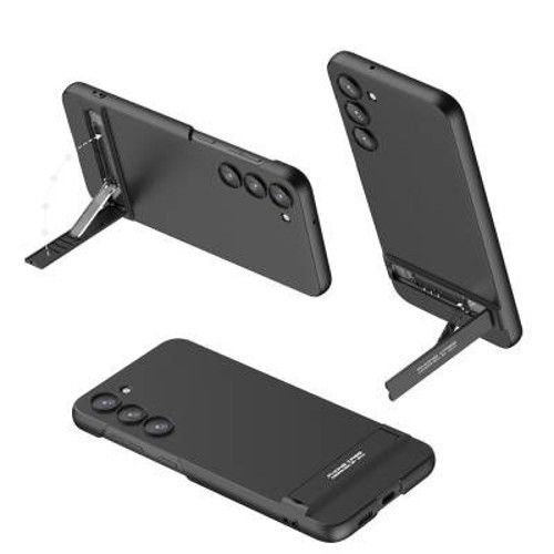 Lexroo Galaxy S23 Plus Kamera Korumalı Dikey Standlı Ays İnce Kılıf - Siyah