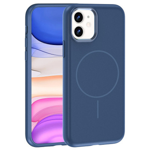 iPhone 11 Mag Safe Şarj Özellikli Metal Kamera Çerçeveli Edi Silikon Kılıf - Lacivert