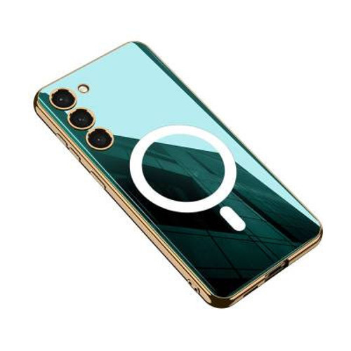 Lexroo Galaxy S23 Plus Wireless Şarj Özellikli Kenarları Elektroplating Kaplama Aynalı Kent Mag Safe Kılıf - Yeşil