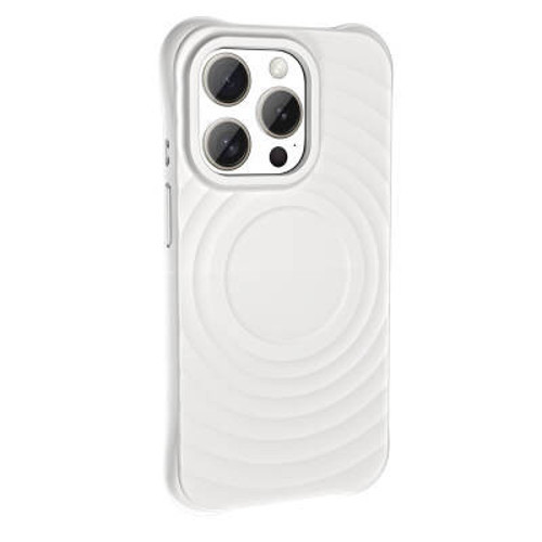 iPhone 15 Pro Max Mag Safe Şarj Özellikli Airbagli Mat Görünümlü Hepi Silikon Sert PC Kılıf - Beyaz