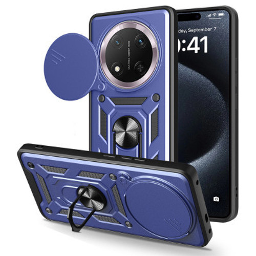 Honor X9C Magnetik Standlı Kamera Korumalı Sürgülü Vega TPU Sert PC Kılıf - Mavi