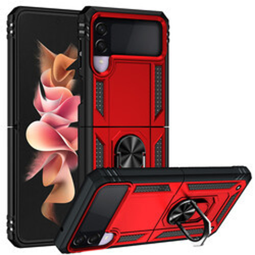 Galaxy Z Flip 3 Vega TPU Silikon Sert PC İnce Kılıf - Kırmızı