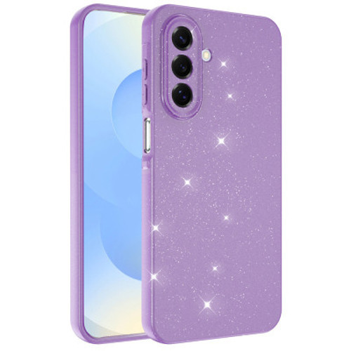Galaxy A17 Kamera Korumalı Simli Lüks Koton Silikon Kılıf - Mor
