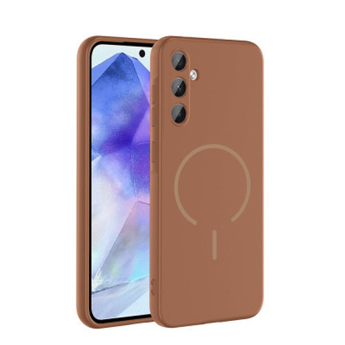 Galaxy A55 Mag Safe Şarj Özellikli Meta Kılıf - Kahverengi