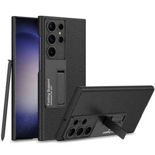 Lexroo Galaxy S24 Ultra Kıpta Standlı İnce Kılıf - Siyah