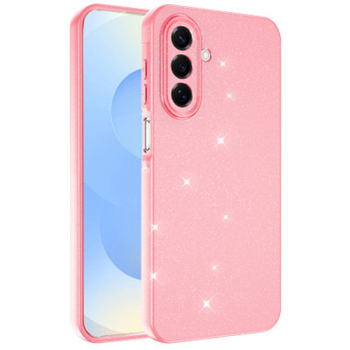 Galaxy A17 Kamera Korumalı Simli Lüks Koton Silikon Kılıf - Açık Pembe