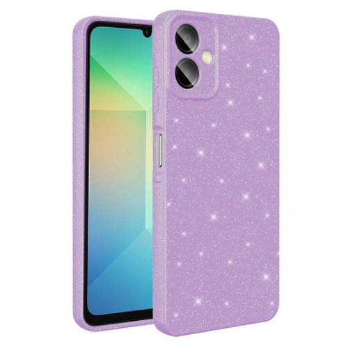 Galaxy A07 Kamera Korumalı Simli Lüks Koton Silikon Kılıf - Lila