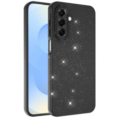 Galaxy A17 Kamera Korumalı Simli Lüks Koton Silikon Kılıf - Siyah