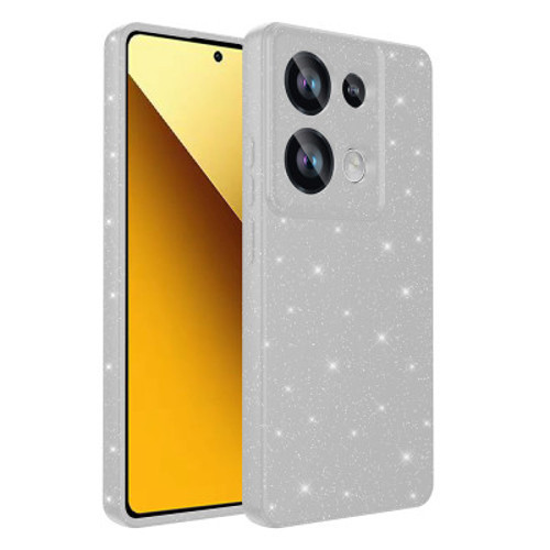 Xiaomi Redmi Note 13 Pro 4G Kamera Korumalı Simli Lüks Koton Silikon Kılıf - Beyaz