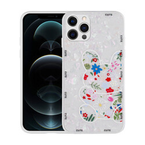 iPhone 13 Pro Max Desenli Sert Silikon Mumila İnce Kılıf - White Rabbit