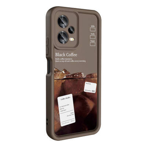Xiaomi Redmi Note 12 5G Kamera Korumalı Baskılı Arka Yüzey Klas Kılıf - Koyu Kahve