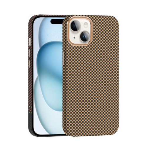 iPhone 14 Mag Safe Şarj Özellikli Karbon Fiber Görünümlü Gros İnce Kılıf - Desert Titanyum