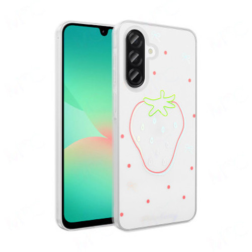 Galaxy A56 Şeffaf Figürlü Folk Sert İnce Kılıf - Çilek